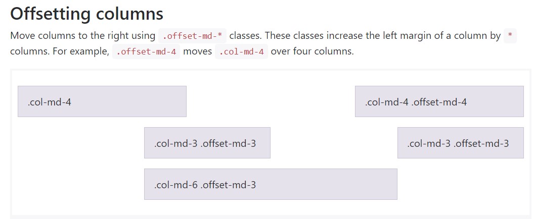 Bootstrap offset official documentation